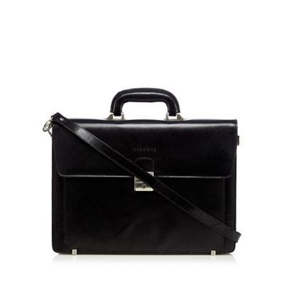 Black leather single buckle briefcase